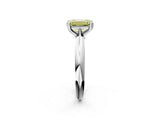 White gold Fancy Yellow Emerald  Cut Solitaire Engagement Ring with Tapered Band and Four-Prong Setting 2