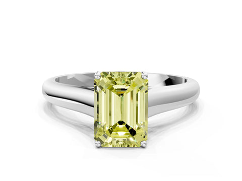 White gold Fancy Yellow Emerald Cut Solitaire Engagement Ring with Tapered Band and Four-Prong Setting_15