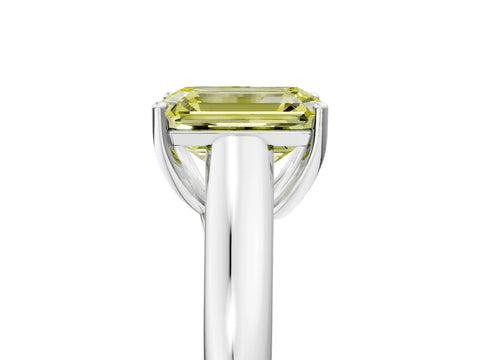 White gold Fancy Yellow Emerald Cut Solitaire Engagement Ring with Tapered Band and Four-Prong Setting_8