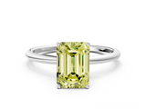 White gold Fancy Yellow Emerald  Cut Solitaire Engagement Ring with Thin Band and Four-Prong Setting_3
