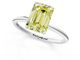White gold Fancy Yellow Emerald  Cut Solitaire Engagement Ring with Thin Band and Four-Prong Setting_4