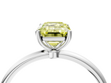 White gold Fancy Yellow Emerald  Cut Solitaire Engagement Ring with Thin Band and Four-Prong Setting_7