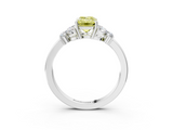 White gold Fancy Yellow Emerald  Cut Solitaire Floral Diamond Ring with Four-Prong Setting_38