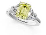 White gold Fancy Yellow Emerald  Cut Solitaire Floral Diamond Ring with Four-Prong Setting_42