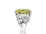 White gold Fancy Yellow Emerald  Cut Solitaire Floral Diamond Ring with Four-Prong Setting_42