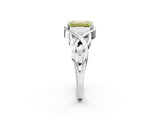 White gold Fancy Yellow Emerald Cut Solitaire Intertwined Band Prong Setting Ring_2