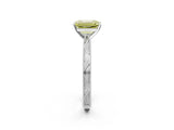 White gold Fancy Yellow Emerald Cut Solitaire Milgrain Engraved Band with Four-Prong Setting_14