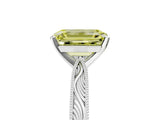 White gold Fancy Yellow Emerald Cut Solitaire Milgrain Engraved Band with Four-Prong Setting_17