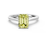 White gold Fancy Yellow Emerald  Cut Solitaire Ring with Cathedral Band and Four-Prong Setting_103
