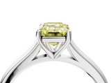 White gold Fancy Yellow Emerald  Cut Solitaire Ring with Cathedral Band and Four-Prong Setting_107