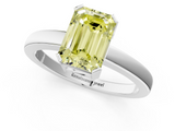 White gold Fancy Yellow Emerald  Cut Solitaire Ring with Four-Prong Setting and Classic Band_42