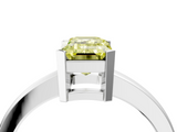 White gold Fancy Yellow Emerald  Cut Solitaire Ring with Four-Prong Setting and Classic Band_45