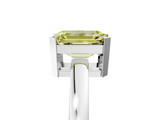 White gold Fancy Yellow Emerald  Cut Solitaire Ring with Four-Prong Setting and Classic Band_46