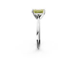 White gold Fancy Yellow Emerald  Cut Solitaire Ring with Four-Prong Setting on a Classic Band_61