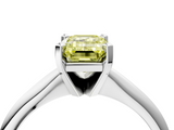 White gold Fancy Yellow Emerald  Cut Solitaire Ring with Four-Prong Setting on a Classic Band_63