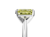 White gold Fancy Yellow Emerald  Cut Solitaire Ring with Four-Prong Setting on a Classic Band_64