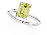 White gold Fancy Yellow Emerald  Cut Solitaire Ring with Thin Band and Four-Prong Setting_17