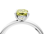 White gold Fancy Yellow Emerald  Cut Solitaire Ring with Thin Band and Four-Prong Setting_20