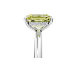 White gold Fancy Yellow Emerald  Cut Solitaire Ring with Thin Band and Four-Prong Setting_21