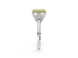 White gold Fancy Yellow Emerald Cut Solitaire Split Shank Pave Diamond Engagement Ring with Four-Prong Setting_26
