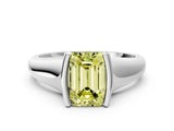 White gold Fancy Yellow Emerald Cut Solitaire Tension Set Diamond Ring with Split Shank Band_24