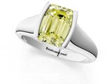 White gold Fancy Yellow Emerald Cut Solitaire Tension Set Diamond Ring with Split Shank Band_25