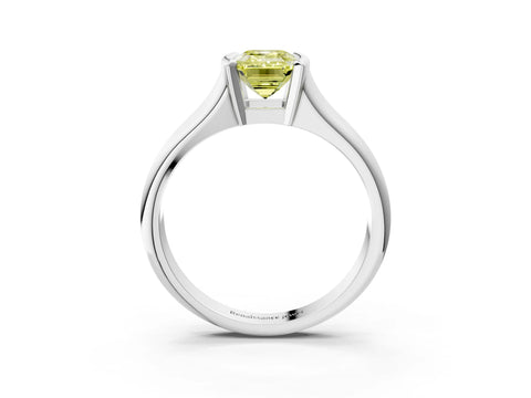 White gold Fancy Yellow Emerald Cut Solitaire Tension Set Diamond Ring with Split Shank Band_27