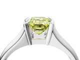White gold Fancy Yellow Emerald Cut Solitaire Tension Set Diamond Ring with Split Shank Band_28