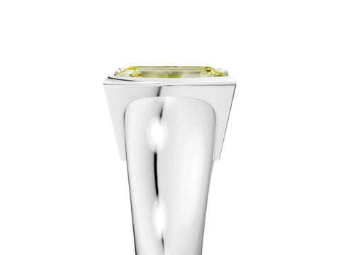 White gold Fancy Yellow Emerald Cut Solitaire Tension Set Diamond Ring with Split Shank Band_29