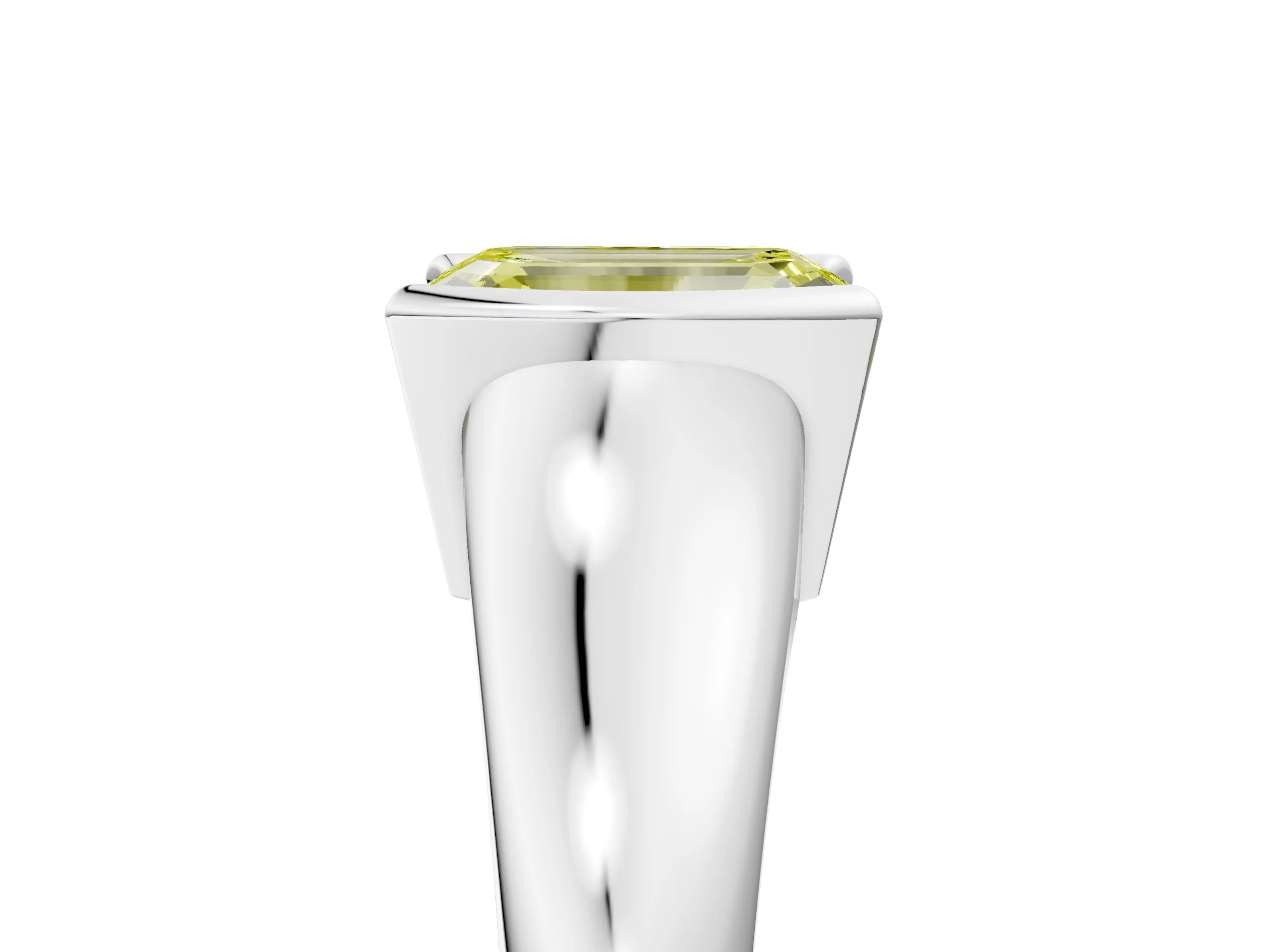 White gold Fancy Yellow Emerald Cut Solitaire Tension Set Diamond Ring with Split Shank Band_5