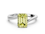 White gold Fancy Yellow Emerald  Cut Solitaire Twist Band Ring with Four-Prong Setting_67