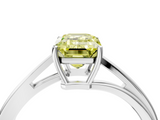 White gold Fancy Yellow Emerald  Cut Solitaire Twist Band Ring with Four-Prong Setting_75