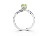 White gold Fancy Yellow Emerald Cut Solitaire Twist Pave Diamond Engagement Ring with Prong Setting_15