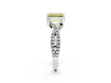 White gold Fancy Yellow Emerald Cut Solitaire Twist Pave Diamond Engagement Ring with Prong Setting_2