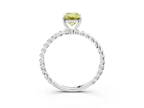 White gold Fancy Yellow Emerald Cut Solitaire Twisted Band 4-Prong Ring_51