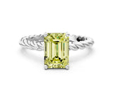 White gold Fancy Yellow Emerald  Cut Solitaire Twisted Band with Four-Prong Setting_121