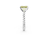 White gold Fancy Yellow Emerald  Cut Solitaire Twisted Band with Four-Prong Setting_123