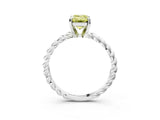 White gold Fancy Yellow Emerald  Cut Solitaire Twisted Band with Four-Prong Setting_125