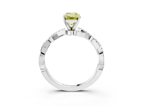 White gold Fancy Yellow Emerald Cut Solitaire Twisted Pave Band with Four-Prong Setting_18