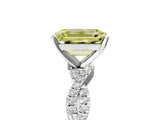White gold Fancy Yellow Emerald Cut Solitaire Twisted Pave Band with Four-Prong Setting_20