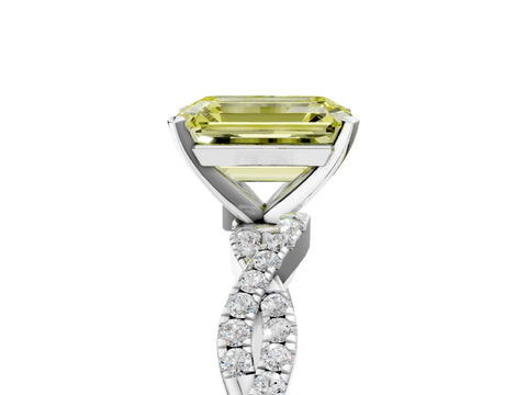 White gold Fancy Yellow Emerald Cut Solitaire Twisted Pave Band with Four-Prong Setting_20