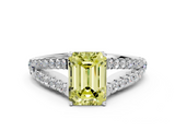 White gold Fancy Yellow Emerald  Cut Split Shank Pave Diamond Engagement Ring with Four-Prong Setting_24
