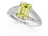 White gold Fancy Yellow Emerald  Cut Split Shank Pave Diamond Engagement Ring with Four-Prong Setting_25