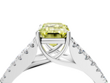 White gold Fancy Yellow Emerald  Cut Split Shank Pave Diamond Engagement Ring with Four-Prong Setting_28
