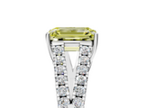 White gold Fancy Yellow Emerald  Cut Split Shank Pave Diamond Engagement Ring with Four-Prong Setting_29