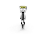 White gold Fancy Yellow Emerald  Cut Three-Stone Channel Set Ring with Bar Prongs_66