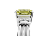 White gold Fancy Yellow Emerald  Cut Three-Stone Channel Set Ring with Bar Prongs_68