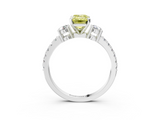White gold Fancy Yellow Emerald  Cut Three-Stone Diamond Pavé Band with Prong Setting_20