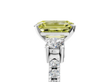 White gold Fancy Yellow Emerald  Cut Three-Stone Diamond Pavé Band with Prong Setting_22
