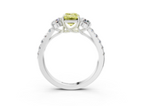 White gold Fancy Yellow Emerald  Cut Three-Stone Diamond Pave Band with Prong Setting_40
